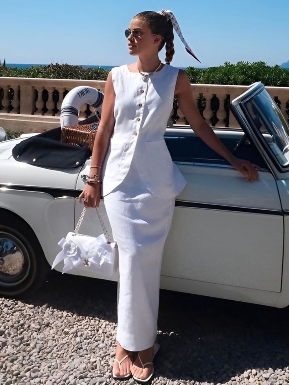 Commense Cotton Blends Skirt Set white NWT 🤍